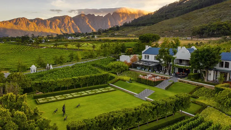 A Franschhoek wine estate from the air